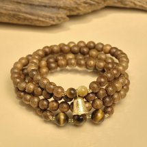 Vòng tay trầm hương – 8li tốc vườn 108 hạt – Kim Khánh Ngân Vượng