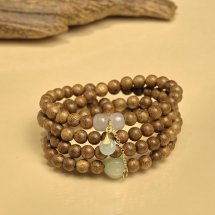 Vòng tay trầm hương – 8li tốc vườn 108 hạt – Kim Khánh Ngân Vượng