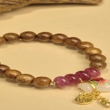 Vòng tay Trầm Hương, Trầm tốc vườn tròn đơn đan dây mix charm 8li, theo mệnh phong thủy 