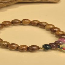 Vòng tay Trầm Hương, Trầm tốc vườn tròn đơn đan dây mix charm 8li, theo mệnh phong thủy 