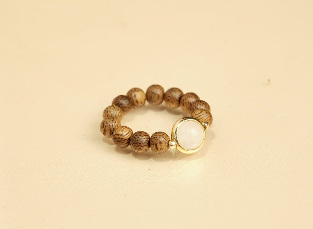 Nhẫn Trầm Hương Phối Đá Mã Não Trầm Tốc Vườn DANA TRẦM HƯƠNG