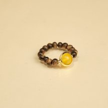 Nhẫn Trầm Hương, Trầm Sánh Ghép, Hạt 3li Phối Đá Mã Não DANA Trầm Hương