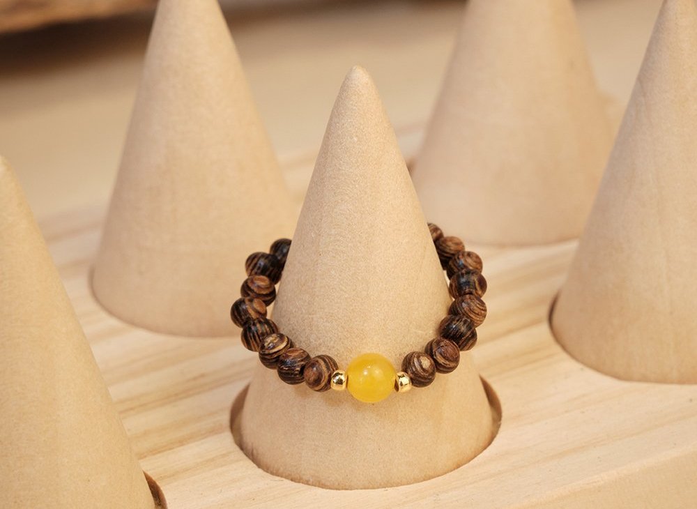 Nhẫn Trầm Hương, Trầm Sánh Ghép, Hạt 3li Phối Đá Ngọc Trơn DANA Trầm Hương