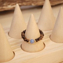 Nhẫn Trầm Hương, Trầm Sánh Ghép, Hạt 3li Phối Đá Ngọc Trơn DANA Trầm Hương