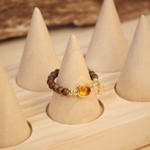 Nhẫn Trầm Hương, Trầm Tự Nhiên Treo Charm May Mắn Dana Trầm Hương