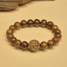 Trầm tốc vườn tròn đơn đan dây mix charm gỗ trầm 10li theo bản mệnh  